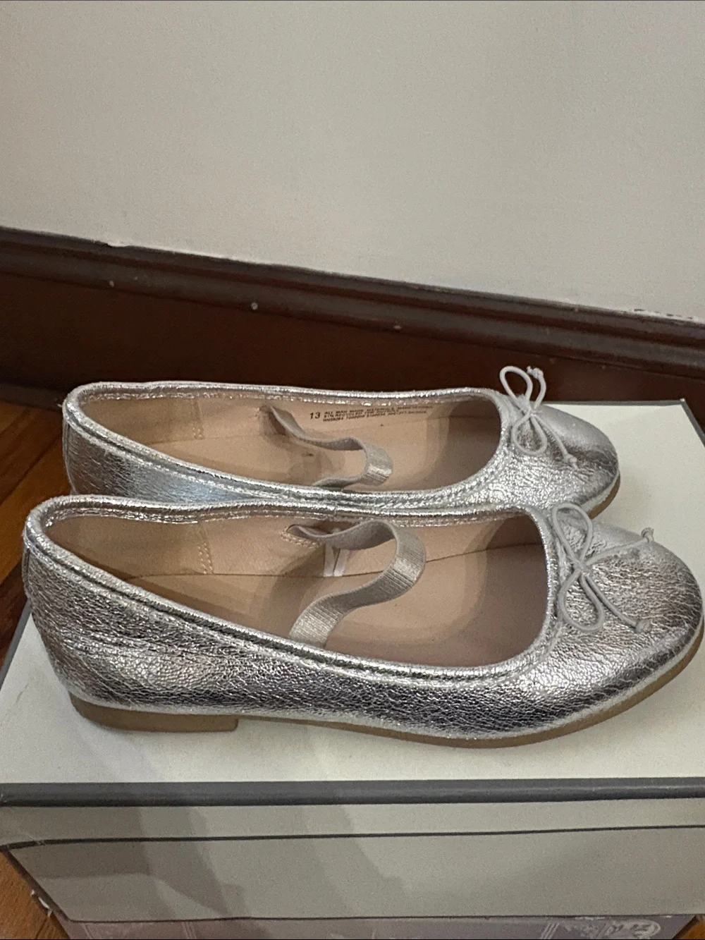 Silver Mary Jane Ballet Flats for Kids - Comfort Strap